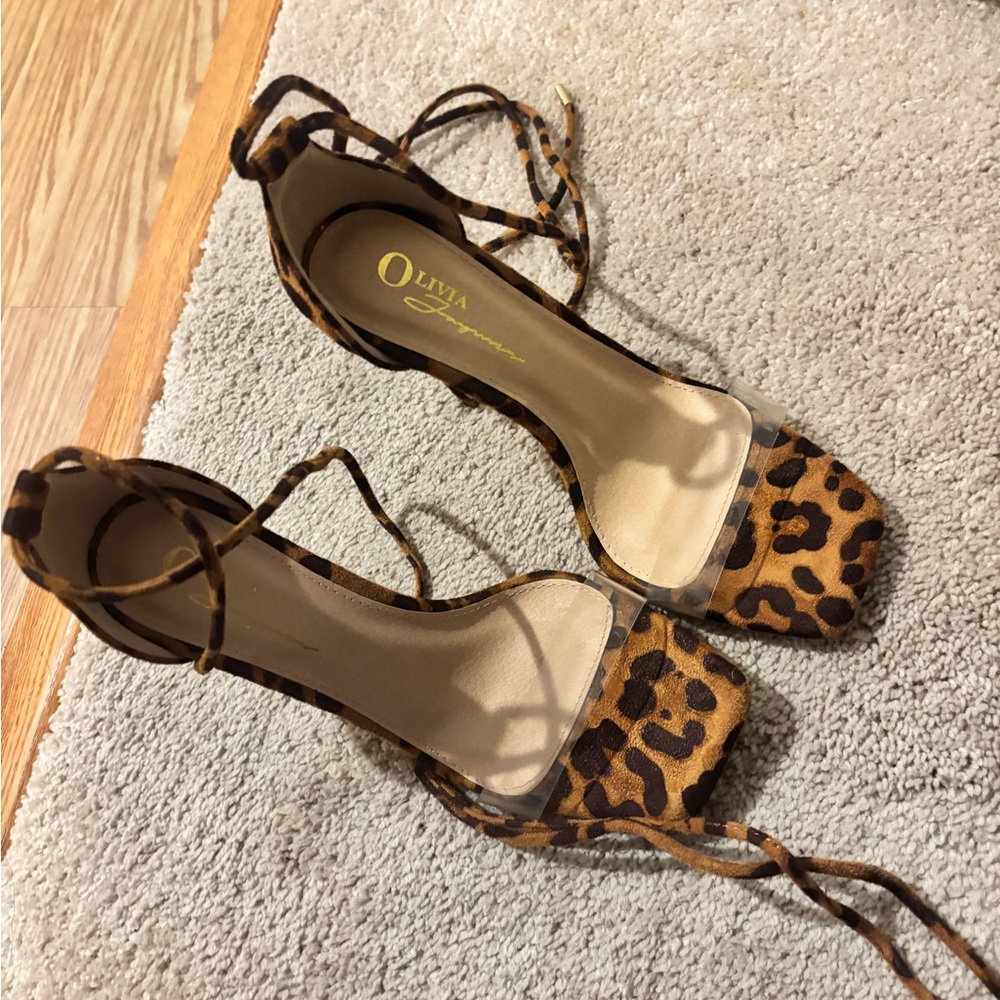 Miss Lola Cheetah/Leopard Print Lace-Up Heels